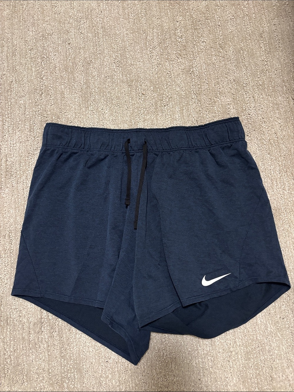 Nike Dark Blue Running Shorts with White Swoosh